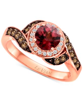 Le Vian Raspberry Rhodolite (1 ct. t.w.) & Diamond (1/3 ct. t.w.) Halo ...