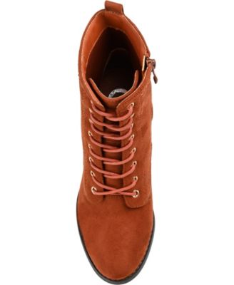 Journee Womens Baylor Medium and Wide Width Lace Up Stacked Heel Booties