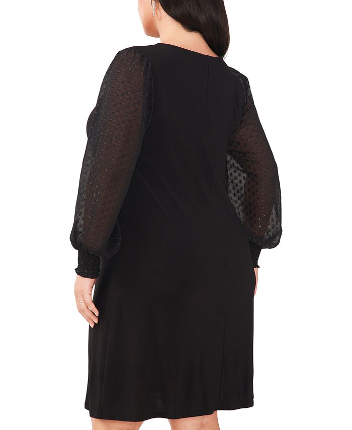 Msk Plus Size Round Neck Illusion Sleeve Shift Dress Macys 8492