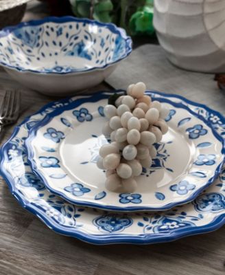 Blue Flower Melamine 12 Pc. Dinnerware Set, Set of 4