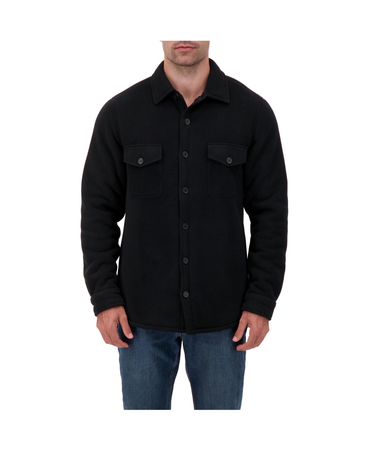 Men's Jax Long Sleeve Solid Shirt Jacket - Black