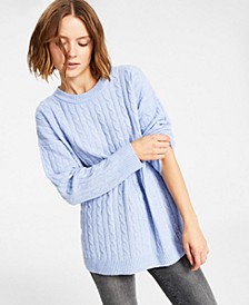 Juniors' Cable-Knit Long-Sleeve Tunic Sweater