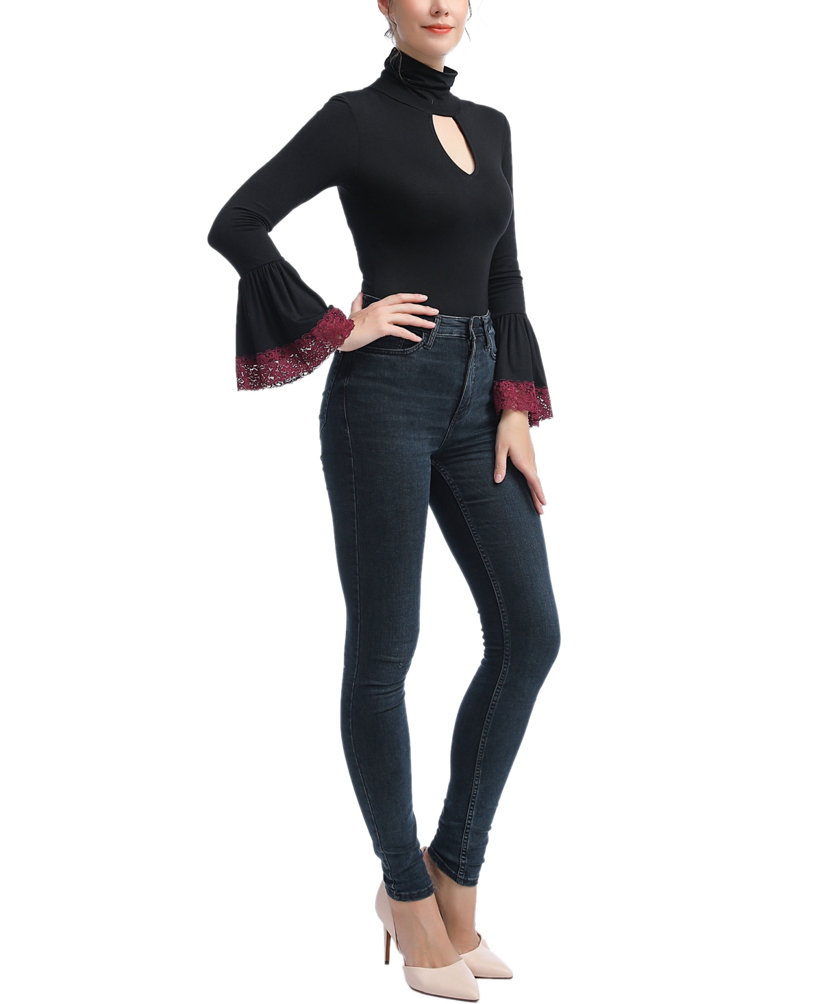 Kimi + Kai Women's Dea Cut Out Bell Sleeve Bodysuit