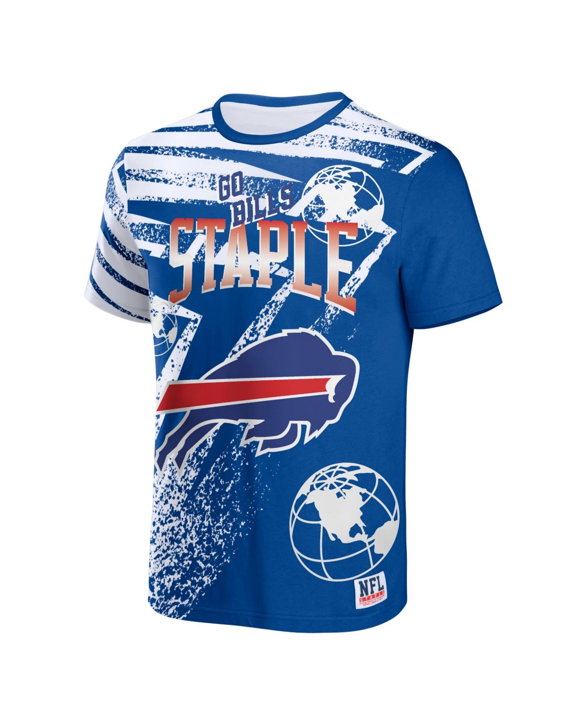 Shop Nfl Properties Men's Nfl X Staple Royal Buffalo Bills Team Slogan All Over Print Short Sleeve T-shirt