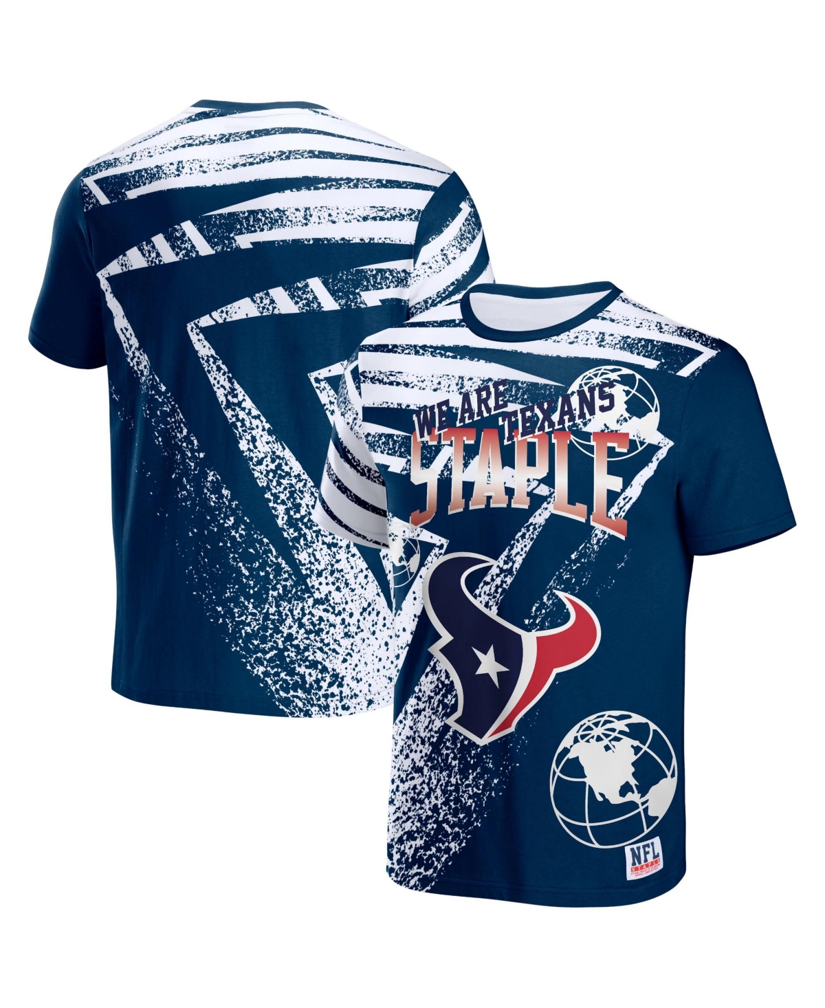 Men's Nfl X Staple Navy Houston Texans Team Slogan All Over Print Short Sleeve T-shirt - Navy