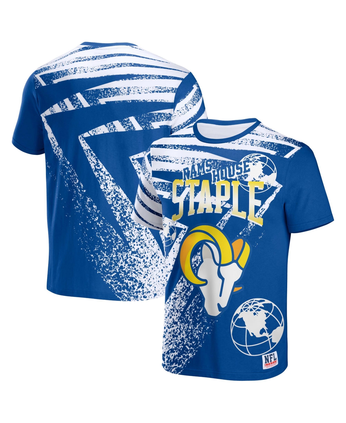 Men's Nfl X Staple Royal Los Angeles Rams Team Slogan All Over Print Short Sleeve T-shirt - Royal