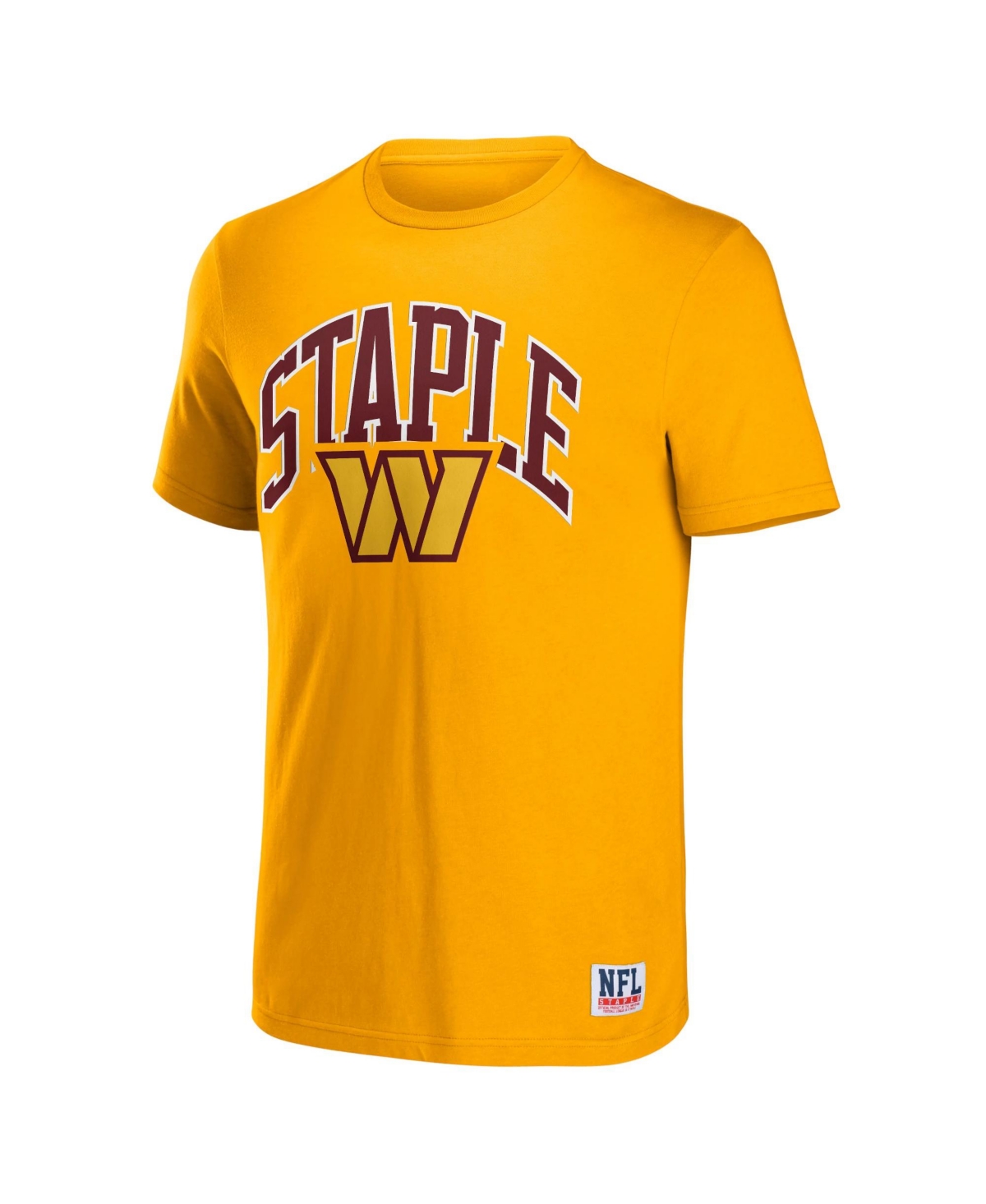 Shop Nfl Properties Men's Nfl X Staple Yellow Washington Commanders Lockup Logo Short Sleeve T-shirt