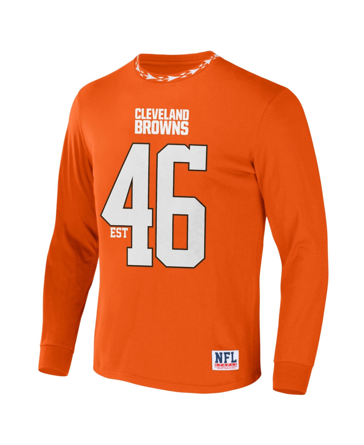 Shop Nfl Properties Men's Nfl X Staple Orange Cleveland Browns Core Long Sleeve Jersey Style T-shirt