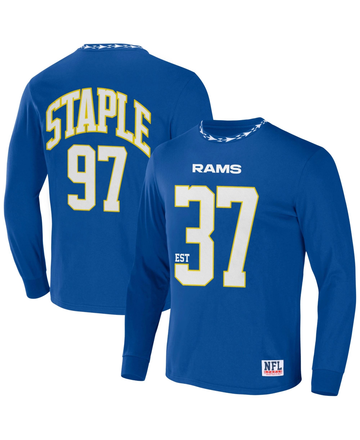 Men's Nfl X Staple Royal Los Angeles Rams Core Long Sleeve Jersey Style T-shirt - Royal