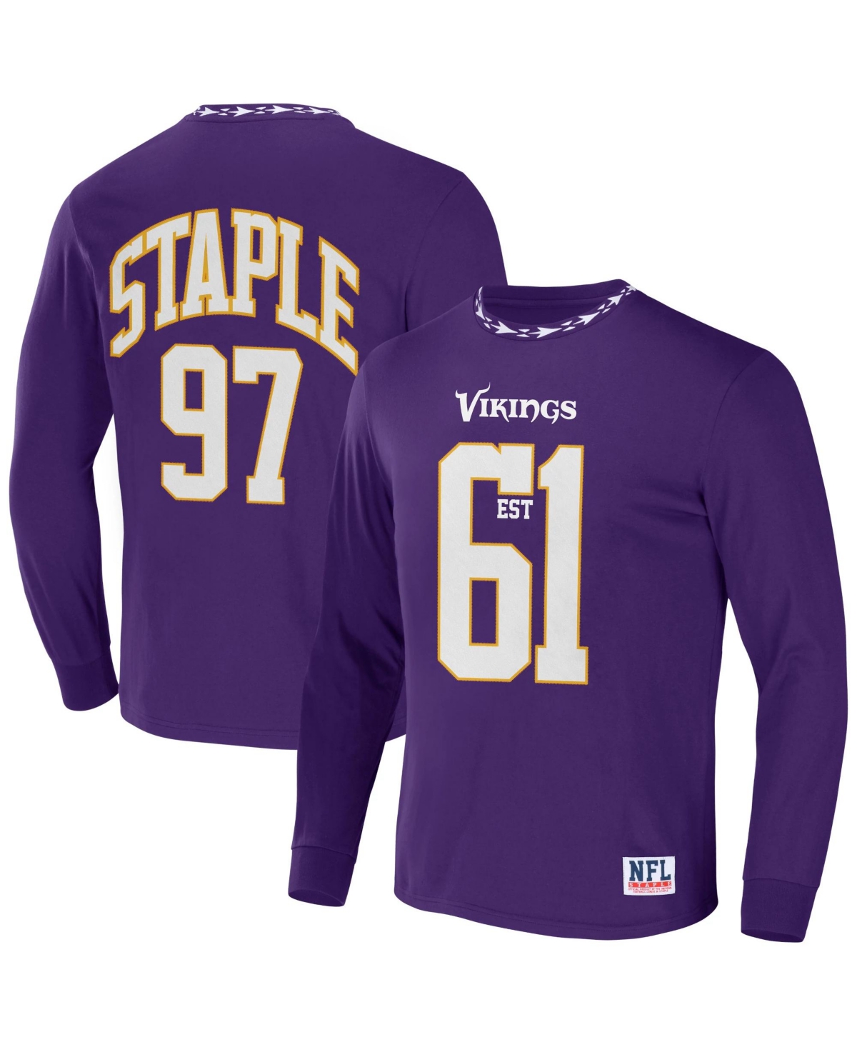 Nfl Properties Men's Nfl X Staple Purple Minnesota Vikings Core Long Sleeve Jersey Style T-shirt