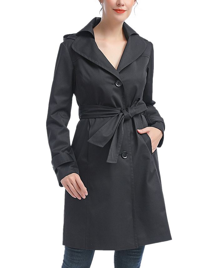 Macy's black trench coat womens sale