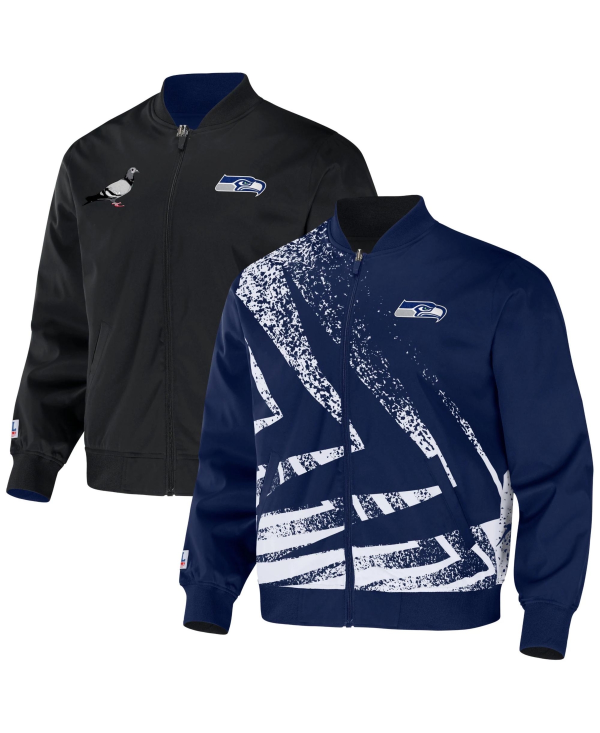 Shop Nfl Properties Men's Nfl X Staple Navy Seattle Seahawks Embroidered Reversable Nylon Jacket