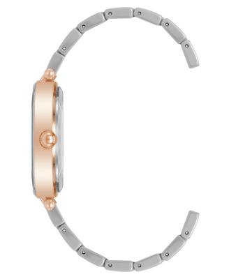 Women's Three-Hand Quartz Taupe Ceramic Link Bracelet Watch, 33mm