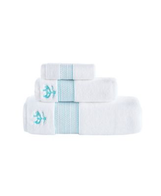 Brooks Brothers Rope Stripe Border Bath Towels In White