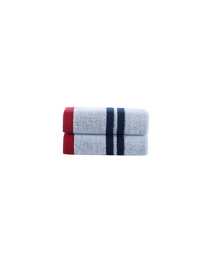 Brooks Brothers Nautical Blanket Stripe 2 Piece Turkish Cotton Wash Towel Set - White