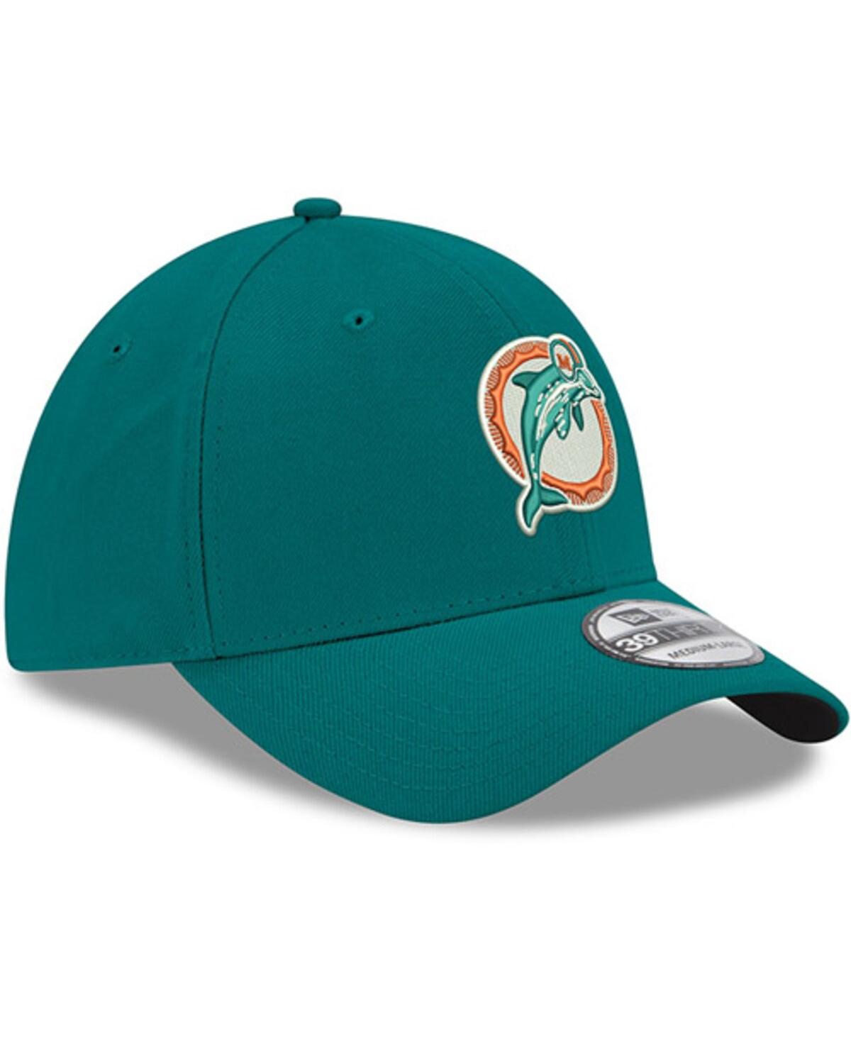 Men's New EraMiami Dolphins Team Classic Throwback 39THIRTY Flex Hat - Aqua