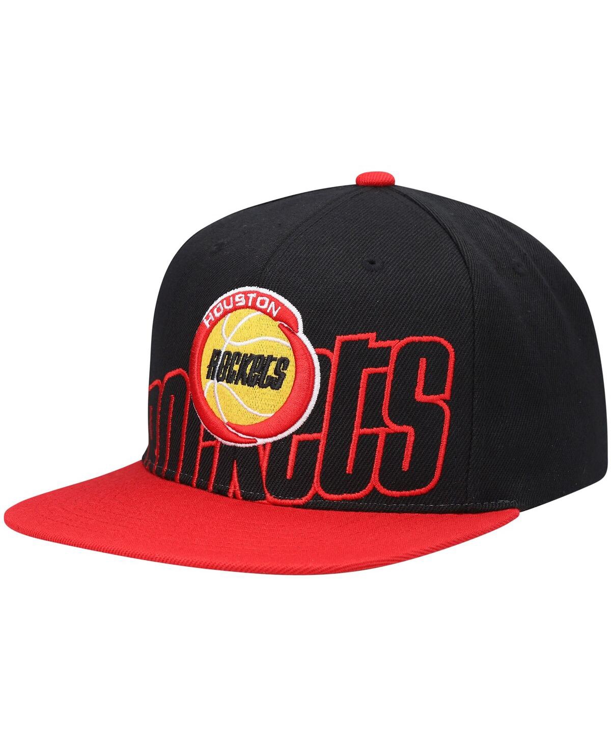 Shop Mitchell & Ness Men's  Black, Red Houston Rockets Hardwood Classics Low Big Face Snapback Hat In Black,red