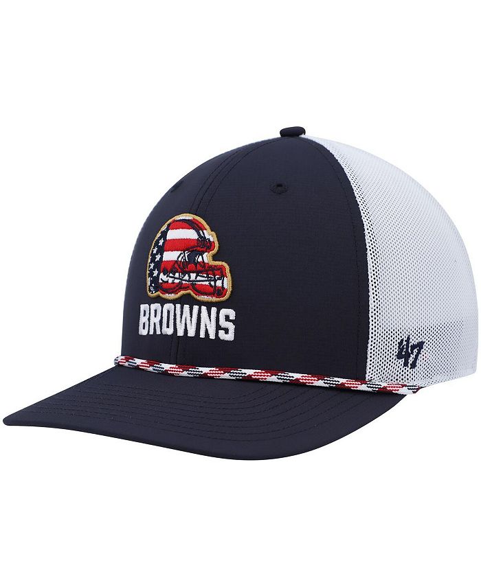 47 Brand Men's '47 Navy, White Cleveland Browns Flag Fill Trucker  Adjustable Hat - Macy's
