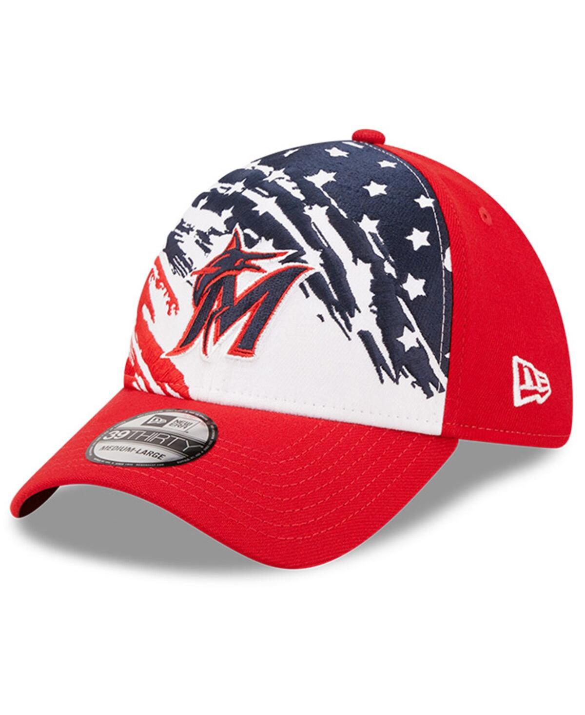 Men's New EraMiami Marlins 2022 4th of July 39THIRTY Flex Hat - Red