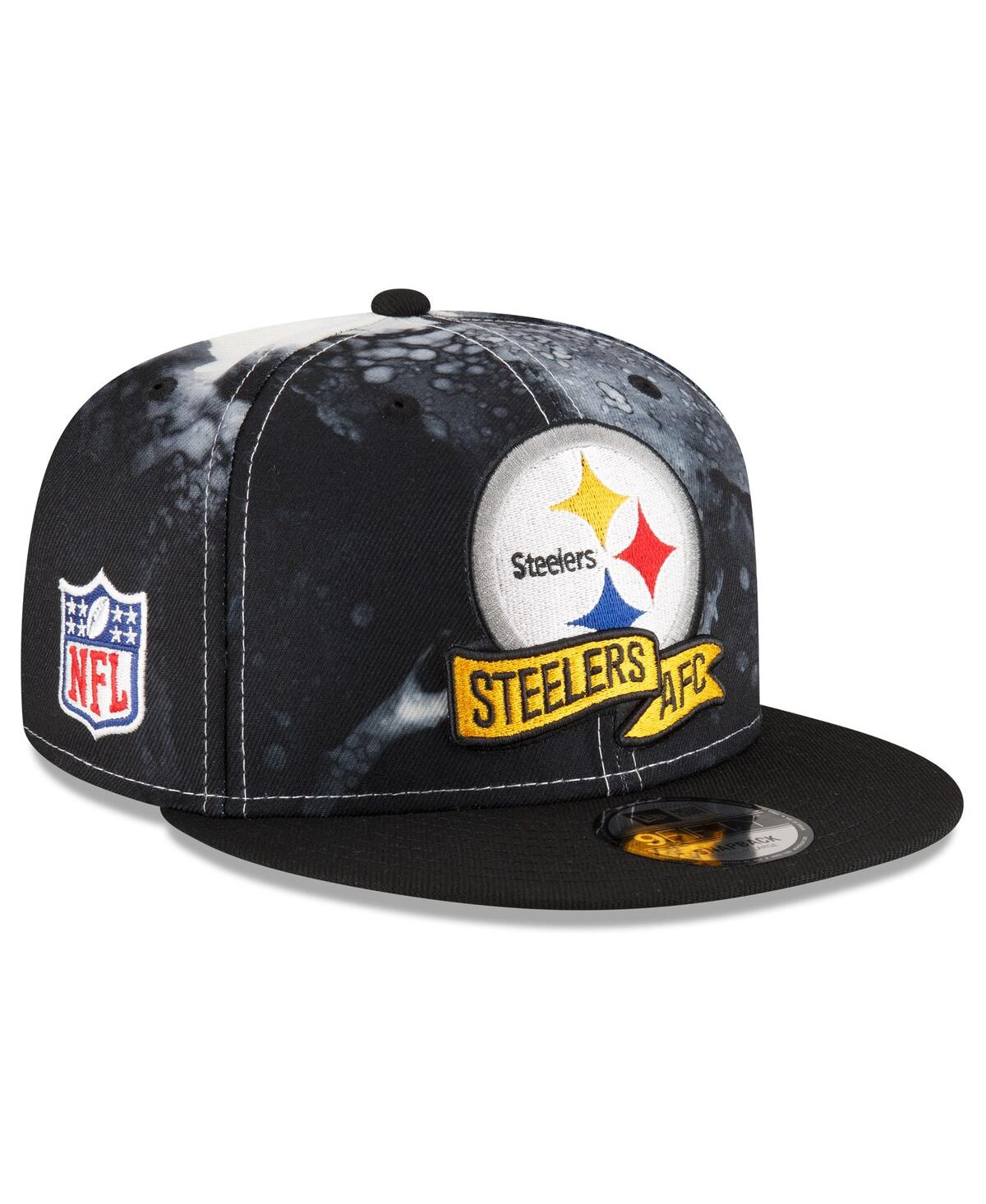 Shop New Era Men's  Pittsburgh Steelers 2022 Sideline 9fifty Ink Dye Snapback Hat In Black