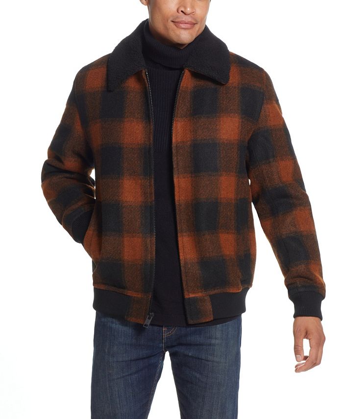 Weatherproof Vintage Men's Plaid Bomber Sherpa Collar Jacket - Macy's
