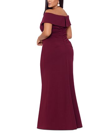 XSCAPE Plus Size Off The Shoulder Gown Macy s