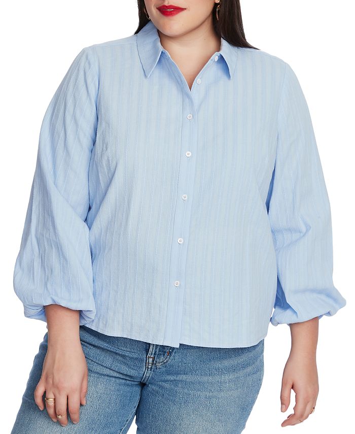 Herrenhemd Langarm Baumwoll-Twill - Waffelmuster Button-Down Shirt, Lässige Passform