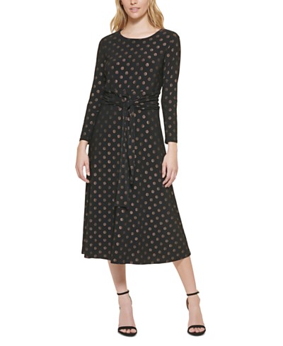 Women's Foil-Dot Jersey Midi Dress