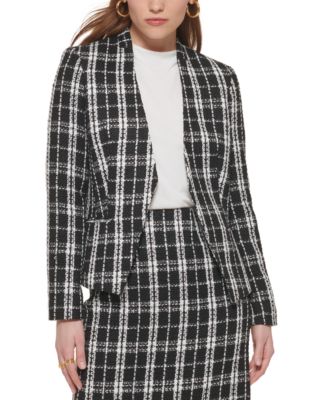 Calvin Klein - Petite Tweed Angled-Front Open Blazer