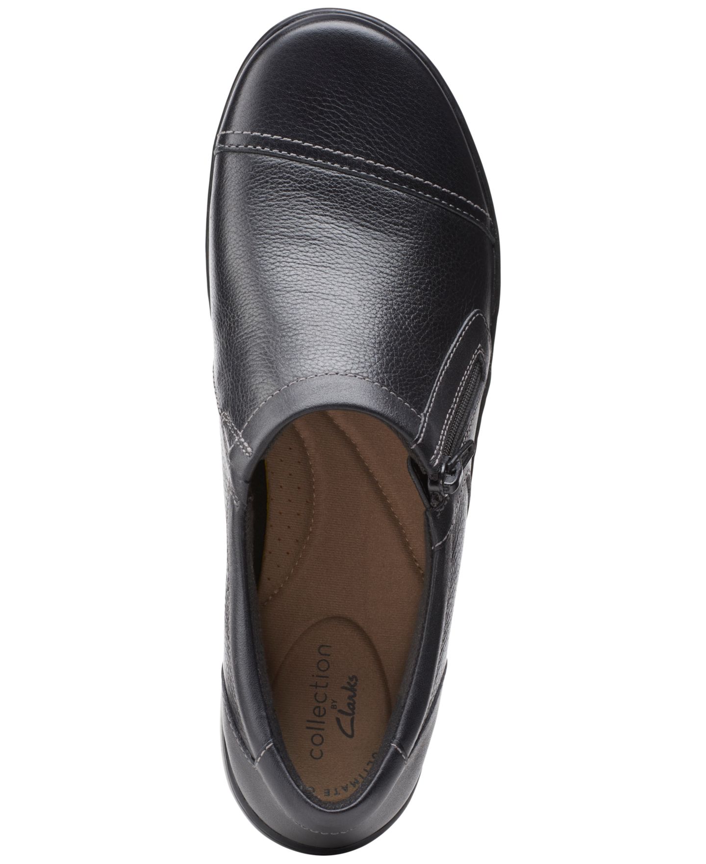 Женские туфли Clarks Cora Giny Cushioned Zip Loafer Flats, цвет: Чёрный — фото 4