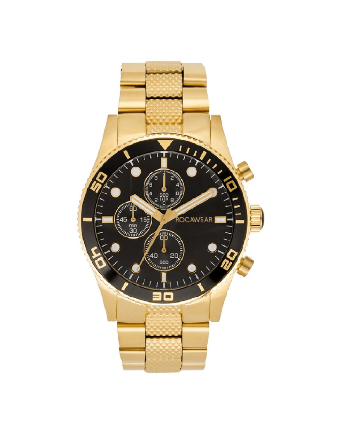 Men's Shiny Gold-Tone Metal Bracelet Watch 46.5mm - Black Sunray, Shiny Gold-Tone