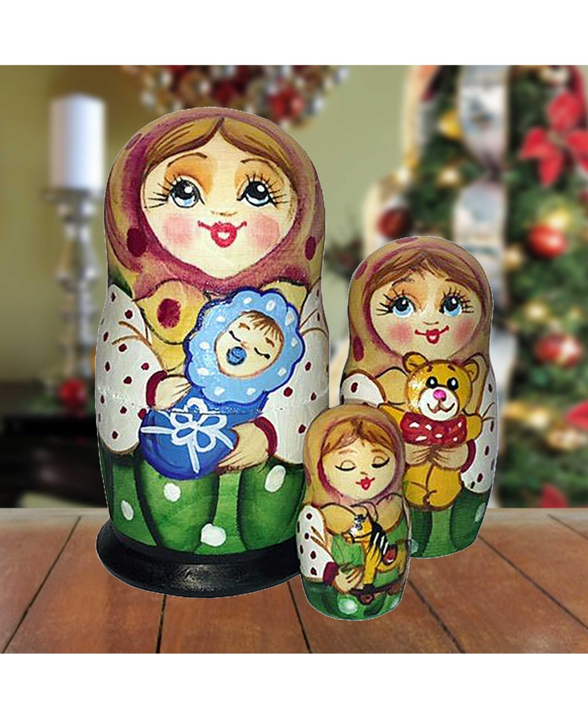 G.debrekht Little Baby Boy Matreshka Holiday Nesting Hand-painted Doll, Set Of 3 In Multi Color