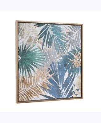 Canvas Coastal Leaves Framed Wall Art, 32" x 1" x 32"