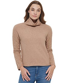 Women's Cable Knit Sleeve Cowl Neck Sweater