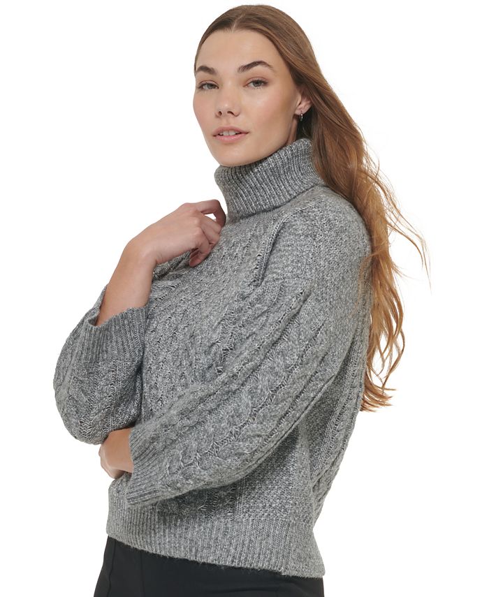 Calvin Klein Women's Cable Knit Turtleneck Sweater - Macy's