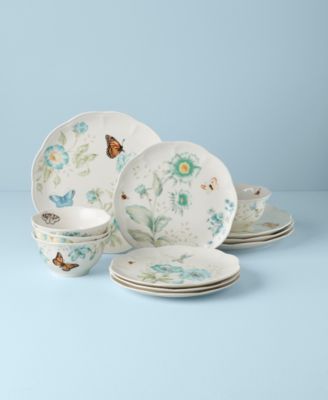 Lenox Butterfly Meadow Turquoise 12-PC Dinnerware Set, Service for 4