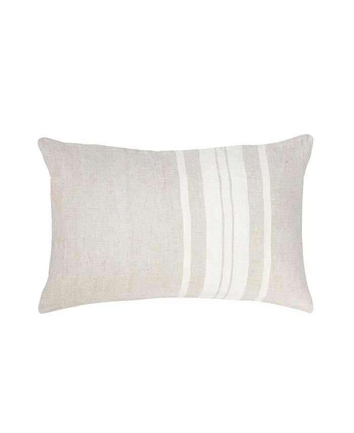 Anaya Home Natural Beige Bold Stripes Linen Down Lumbar Pillow - Macy's