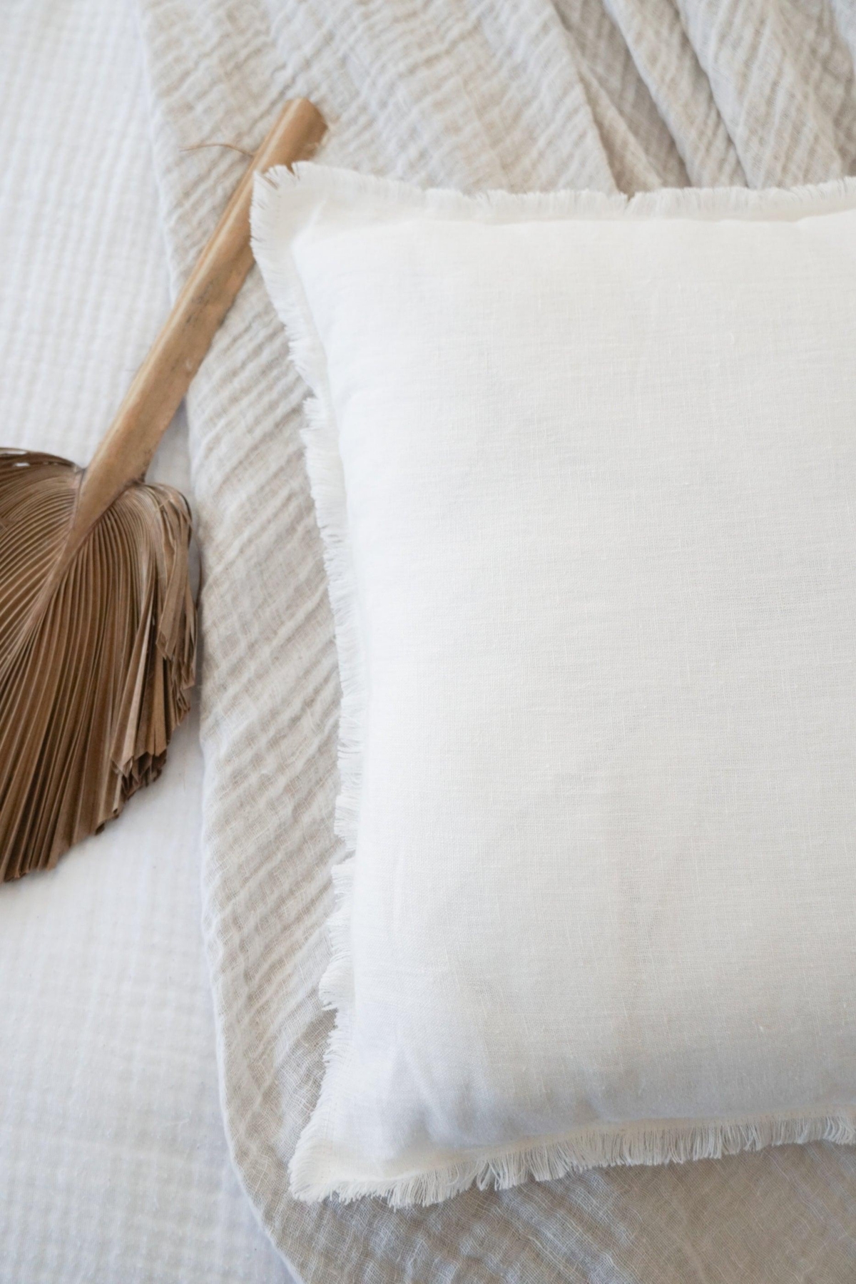 Anaya HomeFringe So Soft Linen Pillows - White