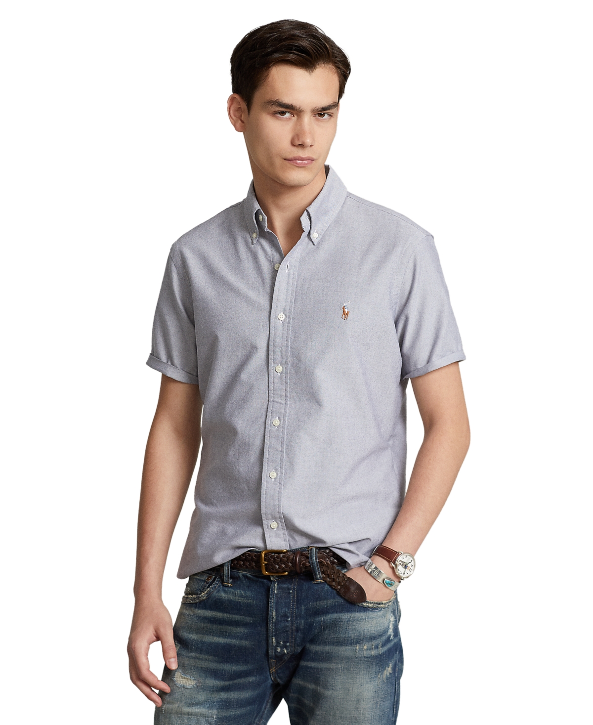 Polo Ralph Lauren Men's Classic-Fit Short-Sleeve Oxford Shirt - Slate