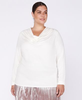 Black Tape - Trendy Plus Size Cowl-Neck Long-Sleeve Top