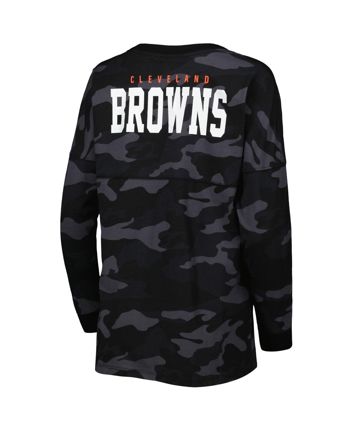Shop New Era Women's  Black Cleveland Browns Camo Long Sleeve T-shirt