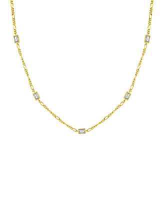 Cubic Zirconia Rectangle Stone Station Necklace