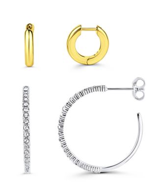 Duo Huggie Hoop and Pave Crystal Hoop Set of 2