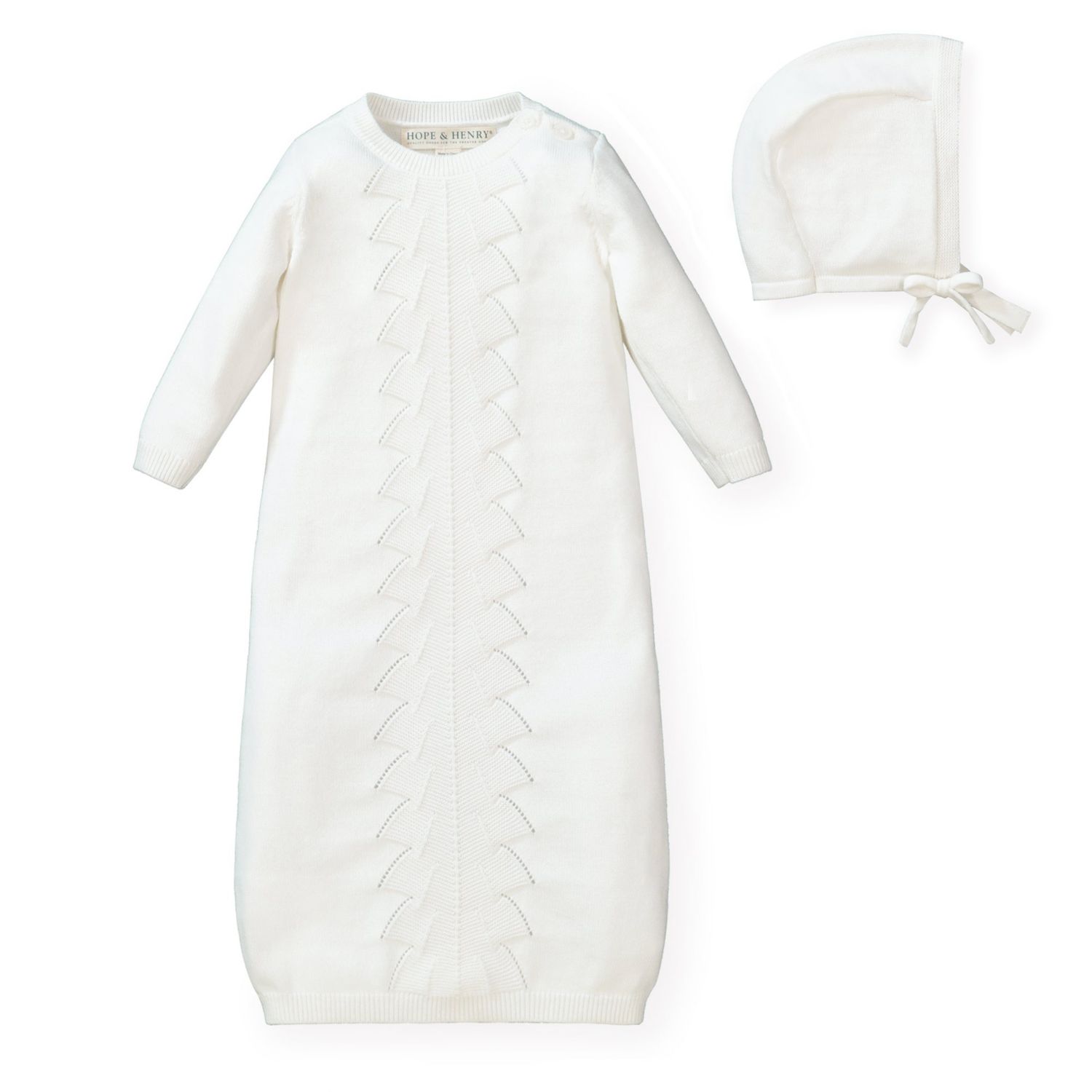 Baby Boys Hope and Henry Sweater Gown and Bonnet Set