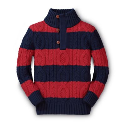 Baby Boys Hope and Henry Organic Mock Neck Cable Sweater with Buttons