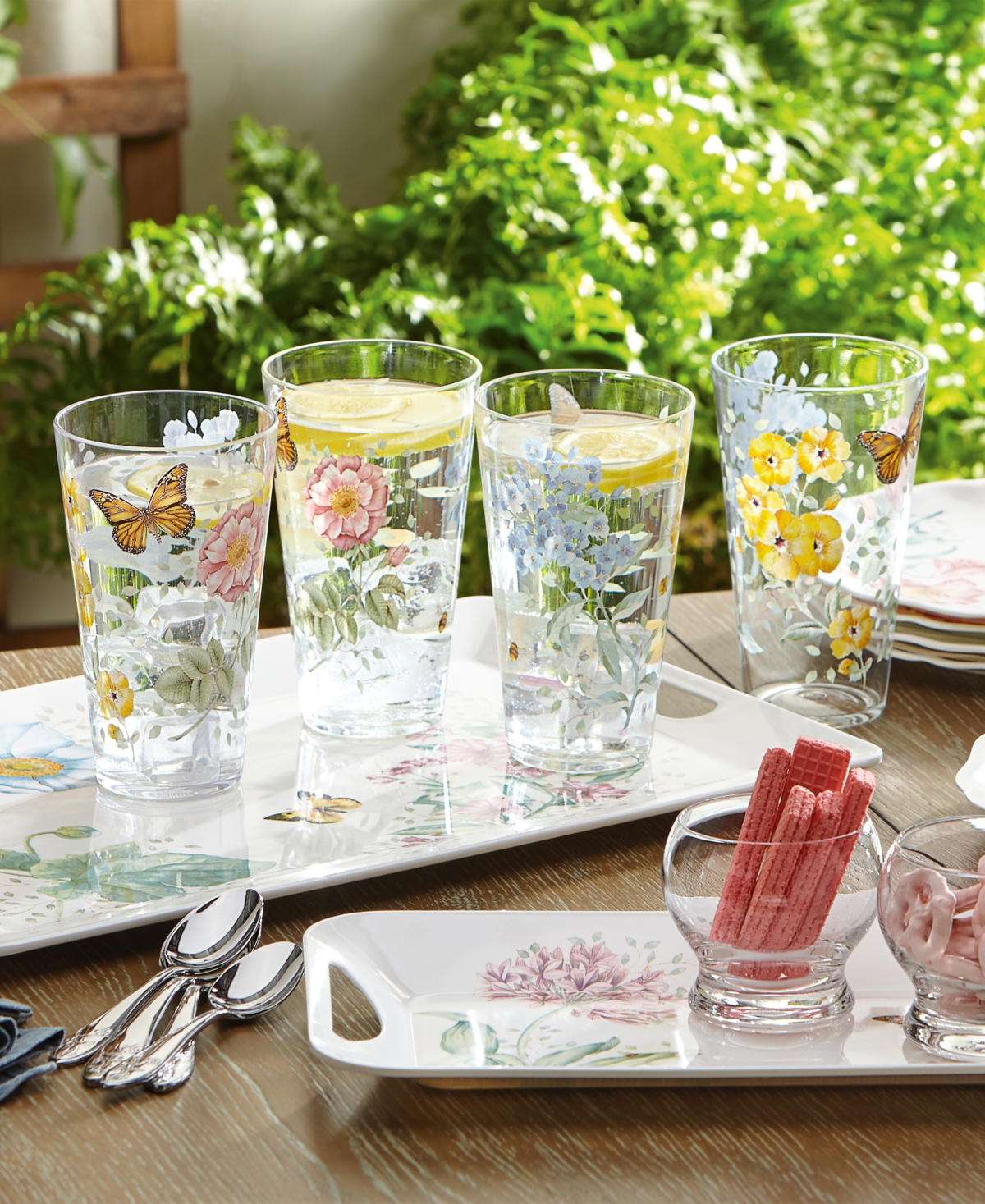 Lenox Butterfly Meadow Collection Acrylic Highball Glasses, Set of 4