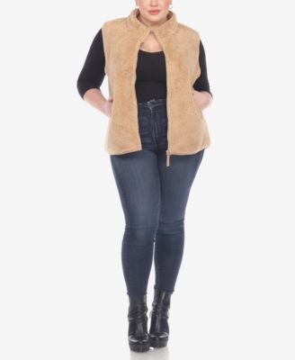 Plus Size Women's Zip Up Sherpa Vest Jacket