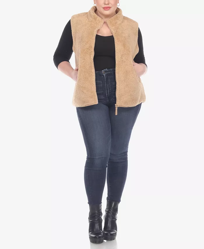 Plus Size Women's Zip Up Sherpa Vest Jacket - thumbnail 3