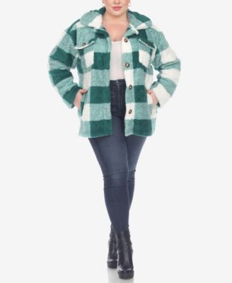 Plus Size Plaid Shacket Jacket
