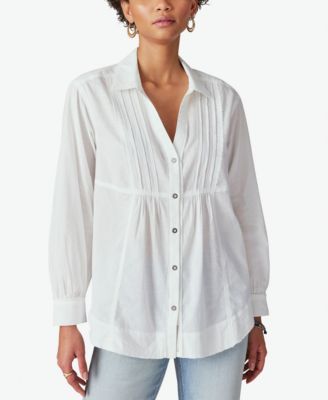 Lucky Brand - Women's Oversized Pintuck Button-Down Shirt